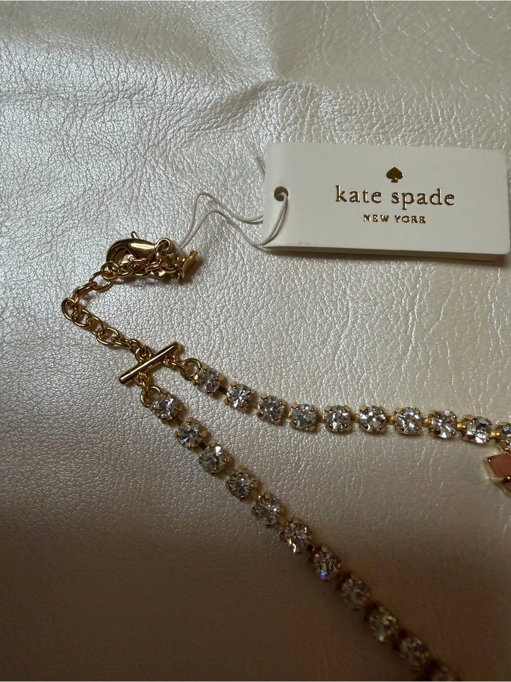 kate spade Gold-Tone Layered Necklace with Pink and Clear Stones